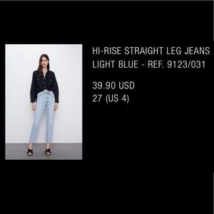 ZARA Hi-Rise Straight Leg Jeans💙
